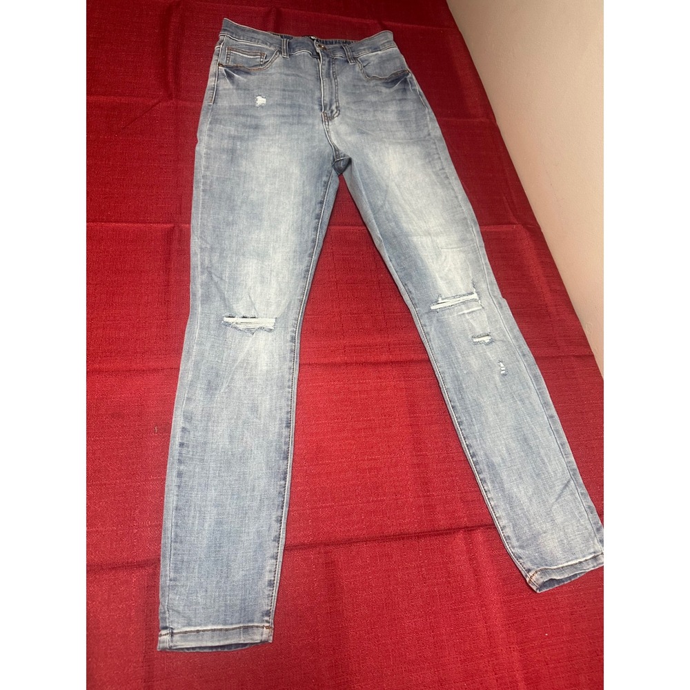 Fashion Nova Womens High Waisted Distressed Skinny Jeans Blue Size 9/29